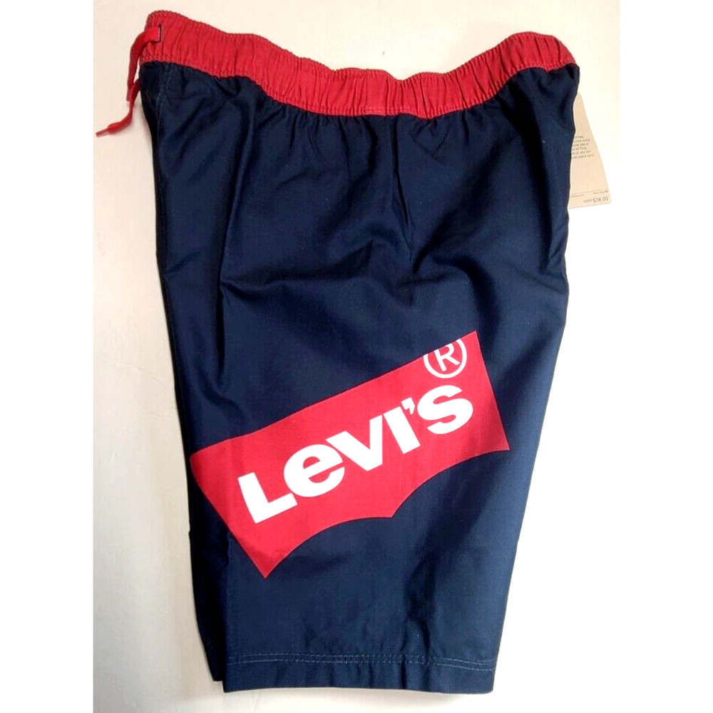 Levi's Big Boy Swim Trunks Shorts Large 12-13 Years Blue Red Mesh Brief Logo New